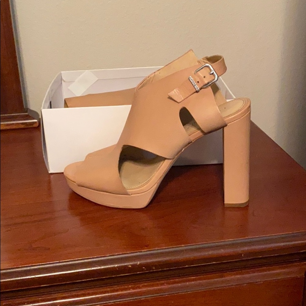 Tan Block Heel Sandals
